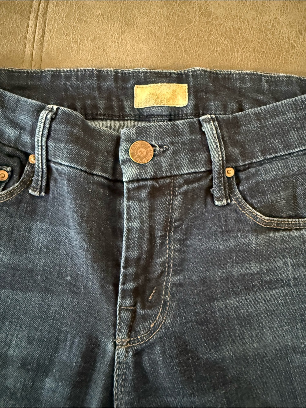 MOTHER Dark Blue Cropped Jeans
